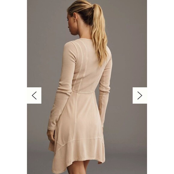 Daily Practice Anthropologie Sz M Play it Cool Sporty Tan Sporty Ribbed Dress - Picture 2 of 10